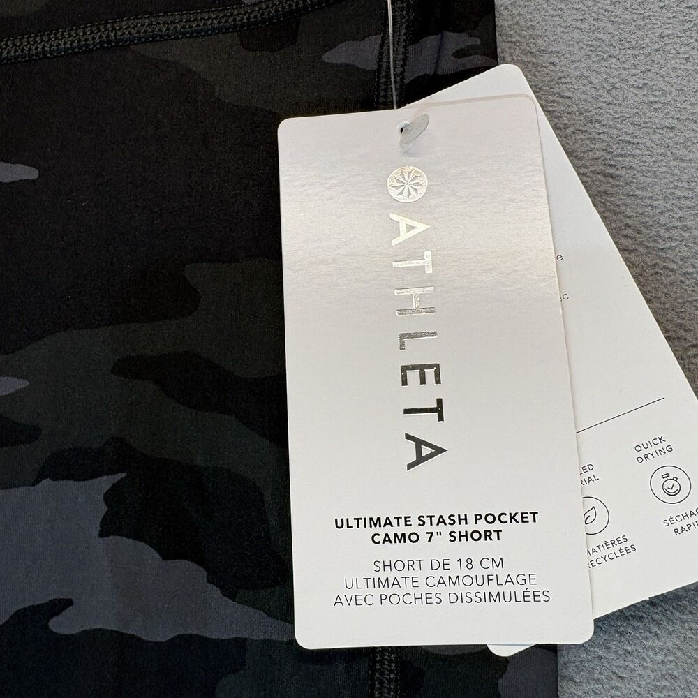 NEW Athleta Size Medium Ultimate Stash Pocket Camo 7" Short Stretch NWT - Picture 5 of 10